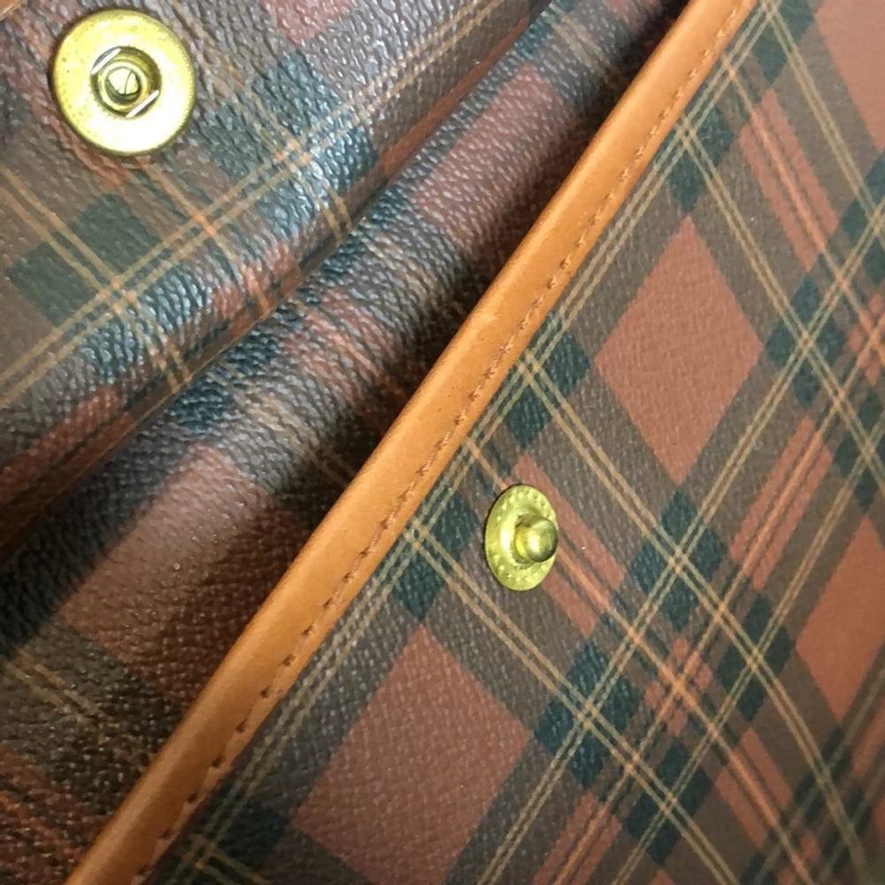 RALPH LAUREN Brown Green Tartan Plaid Crossbody Messenger Laptop Briefcase Bag